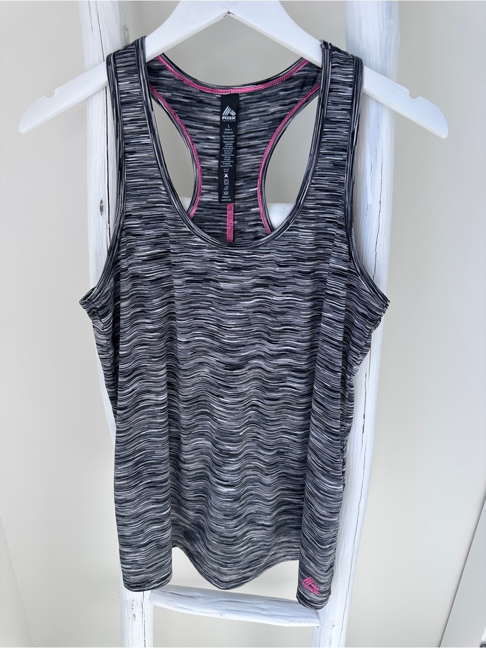 RBX Gray Space-Dye Racerback Tank with Pink Trim